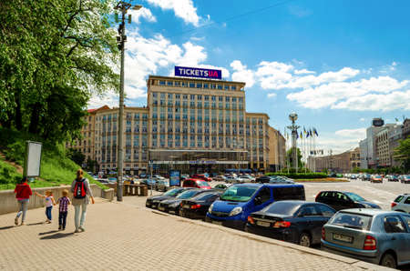 KYIV, UKRAINE - JUNE 02, 2016 Hotel Dnipro building on the European square in Kyivのeditorial素材
