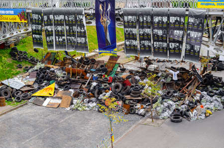 KYIV, UKRAINE - JUNE 16, 2014 The central street of the city after the storming of the barricades during the EuroMaidanのeditorial素材