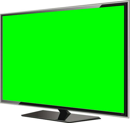 Realistic TV LCD screen mockup. Panel with green screen on background. Vector illustrationのイラスト素材