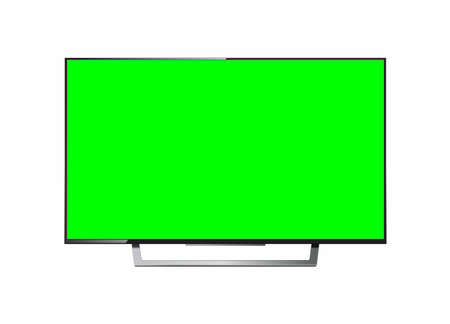 Realistic TV LCD screen mockup. Panel with green screen on background. Vector illustrationのイラスト素材