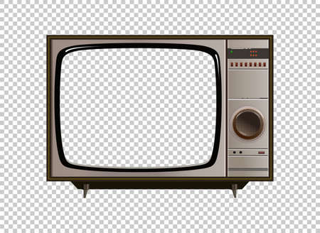 Vector retro television mock up isolate on transparent gridのイラスト素材