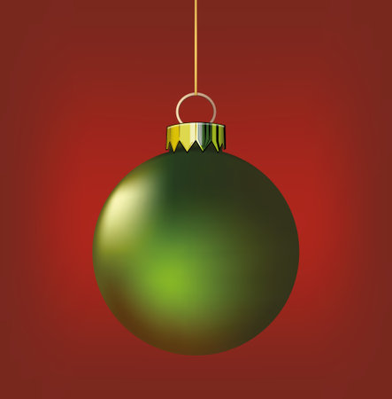 Green Christmas ball isolated on red background Vector illustrationのイラスト素材