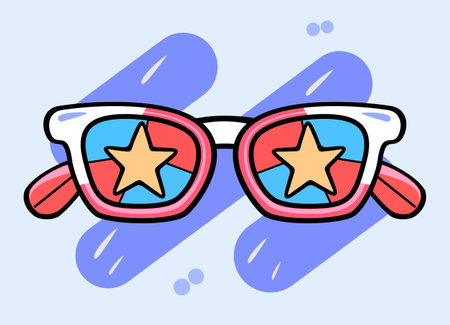 Vector sunglasses on background. Vector illustration in comic styleのイラスト素材