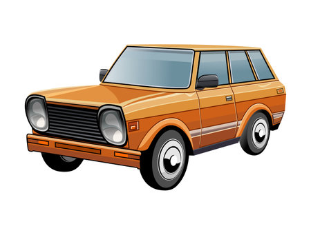 Orange vehicle. Car in Vector illustration in cartoon styleのイラスト素材