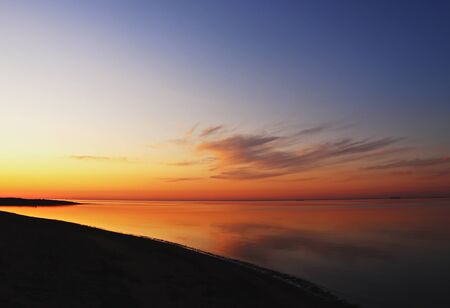 colorful sunset over the seaの写真素材