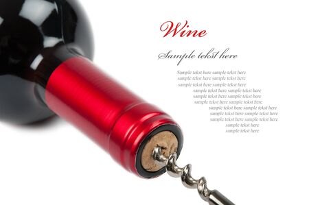opening bottle of wine on white backgroundの写真素材