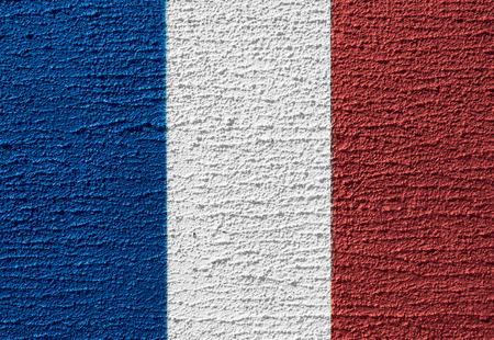 Concept design of France flag by color painting on the rough concrete wallの写真素材