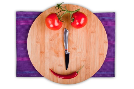 smiling choping boardの写真素材