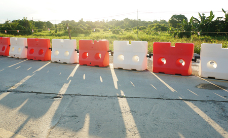 Major road construction with safety plastic coneの写真素材