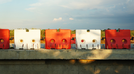 Major road construction with safety plastic coneの写真素材