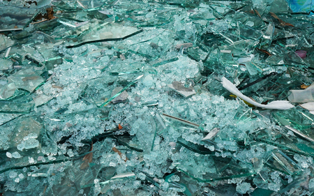 illegal dumping of shattered glass/broken piece in a junkyardの写真素材