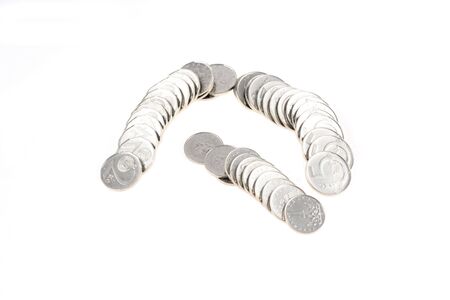 Czech coins on white background
