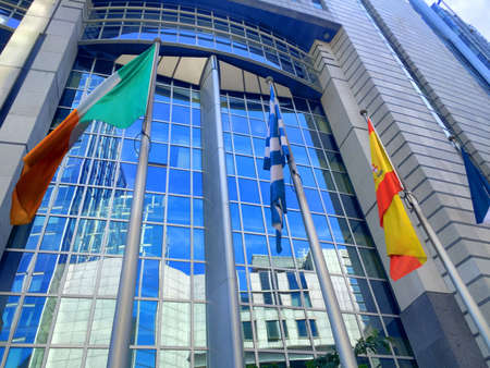 Office buildings in the European Parliament in European district in Brussels, Belgiumの素材