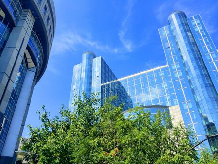 Office buildings in the European Parliament in European district in Brussels, Belgiumの素材