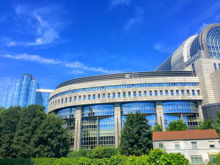 Office buildings in the European Parliament in European district in Brussels, Belgiumの素材