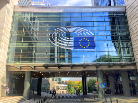 Office buildings in the European Parliament in European district in Brussels, Belgiumの素材