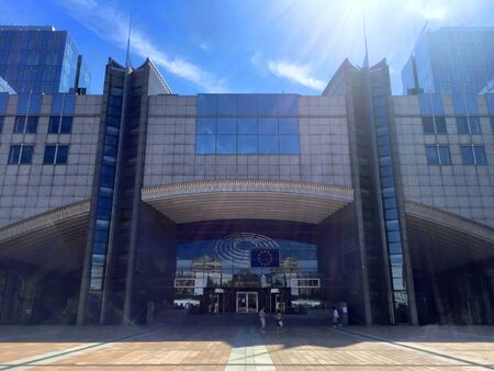 Office buildings in the European Parliament in European district in Brussels, Belgiumの素材
