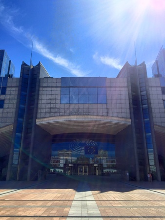 Office buildings in the European Parliament in European district in Brussels, Belgiumの素材