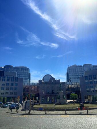Office buildings in the European Parliament in European district in Brussels, Belgiumの素材