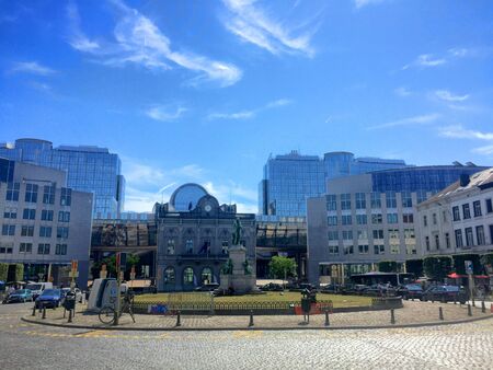 Office buildings in the European Parliament in European district in Brussels, Belgiumの素材