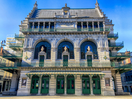 Brussels, Belgium - April, 2019: The Royal Flemish Theatre, KVT, Koninklijk Vlaams Theater, at the centre of Brussels, by the old quays, housed in a former historical warehouse in neo-renaissance style.のeditorial素材