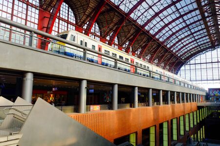 Antwerp, Belgium, May 2019,  View on the majestic arrival hall of the central train station of Antwerp. Antwerp Central is the main station in the Belgian city of Antwerp.のeditorial素材