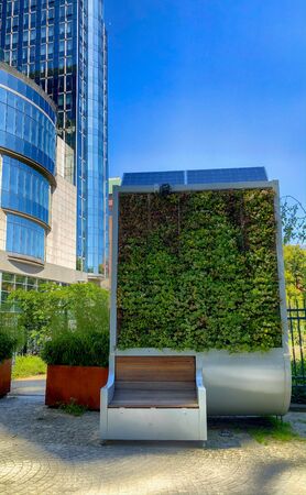 Brussels, Belgium June 2019, The new citytree which filters polluted air in the city in the european quarter in Brusselsのeditorial素材