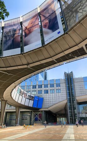 Brussels, Belgium, June, 2019, Modern buildings and Office buildings on the esplanade of the European Parliament in the European district in Belgium, Europeのeditorial素材