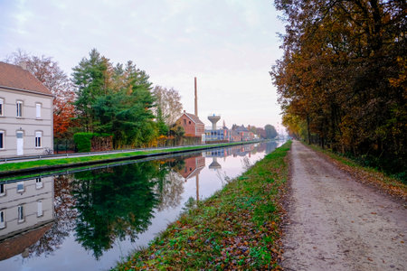 Landscape in autumn. Autumn leaf colour with stream and flowing water. High quality photoの写真素材