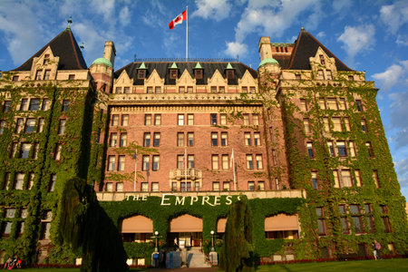 Empress Hotel, Victoria BC, Canada.This classic hotel is across from Victorias famous inner harbor.のeditorial素材