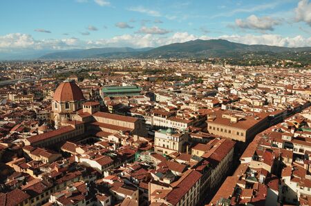 The skyline and rooftops of Florence Italy.の写真素材