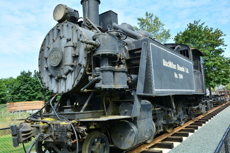 Old train locomotive put out to pasture.のeditorial素材