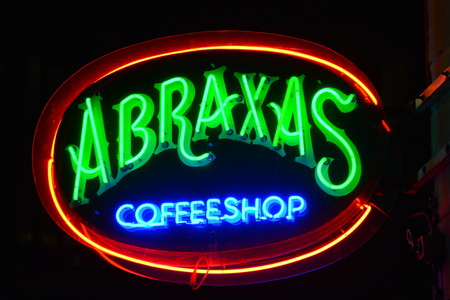 Neon lighting in Amsterdam Netherlands.のeditorial素材