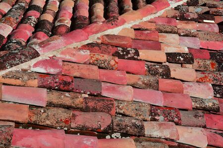 Rooftop clay tile shingles, Valle San Giovanni, Abuzzo Italyのeditorial素材