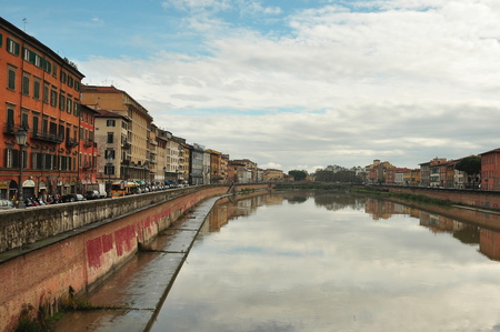 Pisa Italy landscape and the Arno River.のeditorial素材