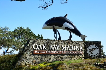 Oak Bay Marina Orca sign in Victoria BC,Canadaのeditorial素材