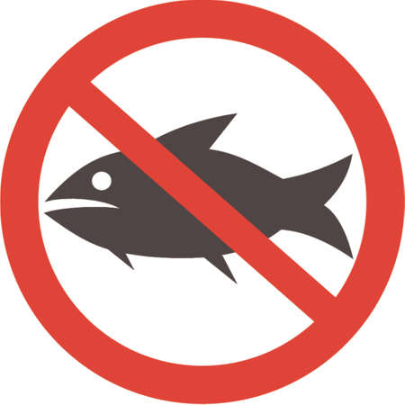 The entrance is forbidden to fishes! Vector illustration.のイラスト素材