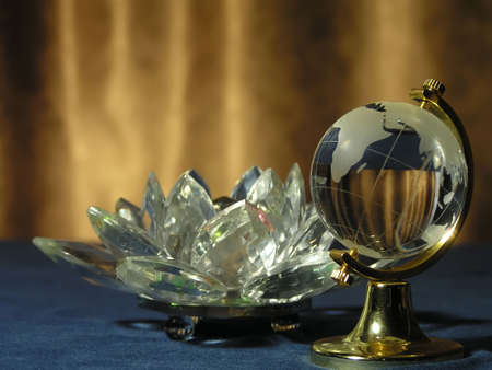 Souvenir. The glass globe on a metal support.の写真素材