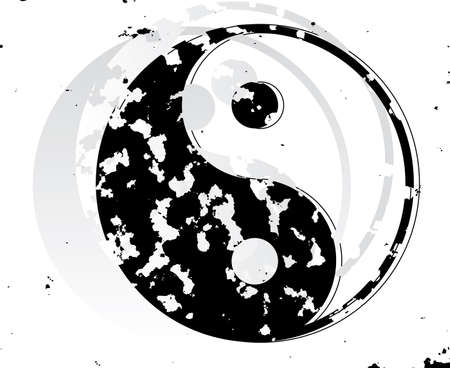 Yin and Yang grunge symbol. Vector illustration.のイラスト素材