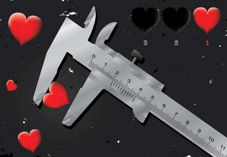 Slide gauge and hearts. Abstract. Grunge background.Vector illustration.のイラスト素材