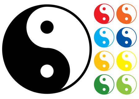 Yin and Yang symbol. Vector illustration. Colour variants.のイラスト素材