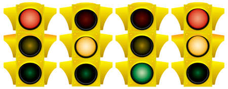 Yellow traffic light. Variants. Vector illustration. Isolated on white background.のイラスト素材
