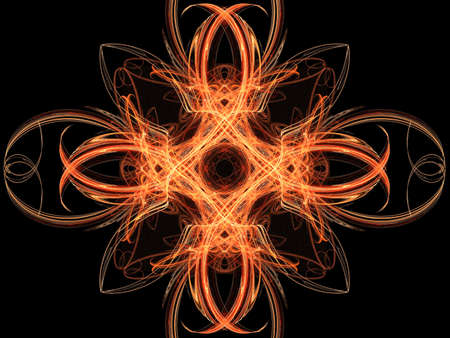 Abstract ornament. Flame palette. Raster fractal graphics.の写真素材