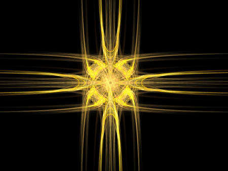 Abstract ornament. Yellow palette. Raster fractal graphics.