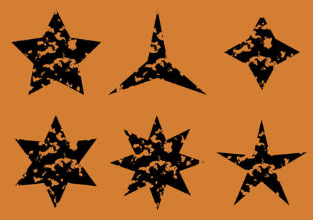 Stars set on orange background. Grunge. Vector illustration.のイラスト素材