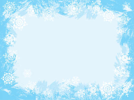 Ice and  snowflakes grunge background. Greeting card frame. Vector illustration.のイラスト素材