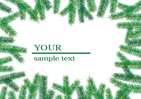 Christmas tree branchs frame. Greeting card. Vector illustration.のイラスト素材