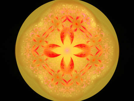 Abstract background. Yellow - orange palette. Raster fractal graphics.