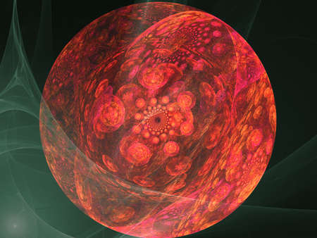 Abstract background. Green - orange palette. Raster fractal graphics.の写真素材