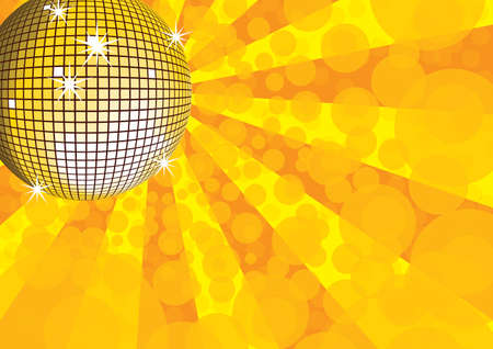 Orange mirror disco ball. Vector illustration.のイラスト素材